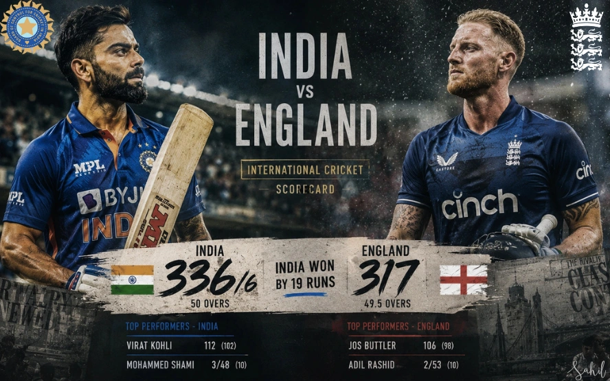India National Cricket Team Vs England Cricket Team Match Scorecard​